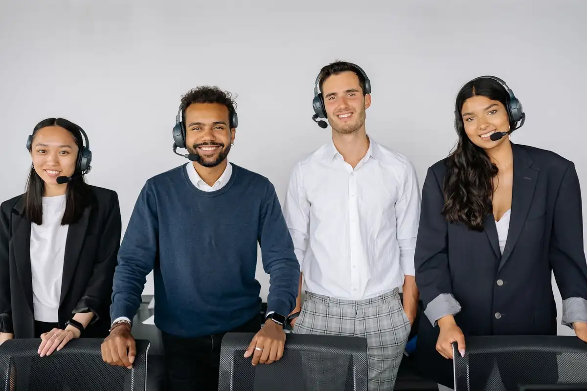 Support team member with a headset