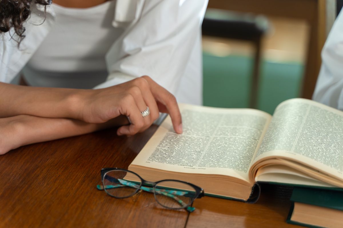 Notes and reference terms on a desk
