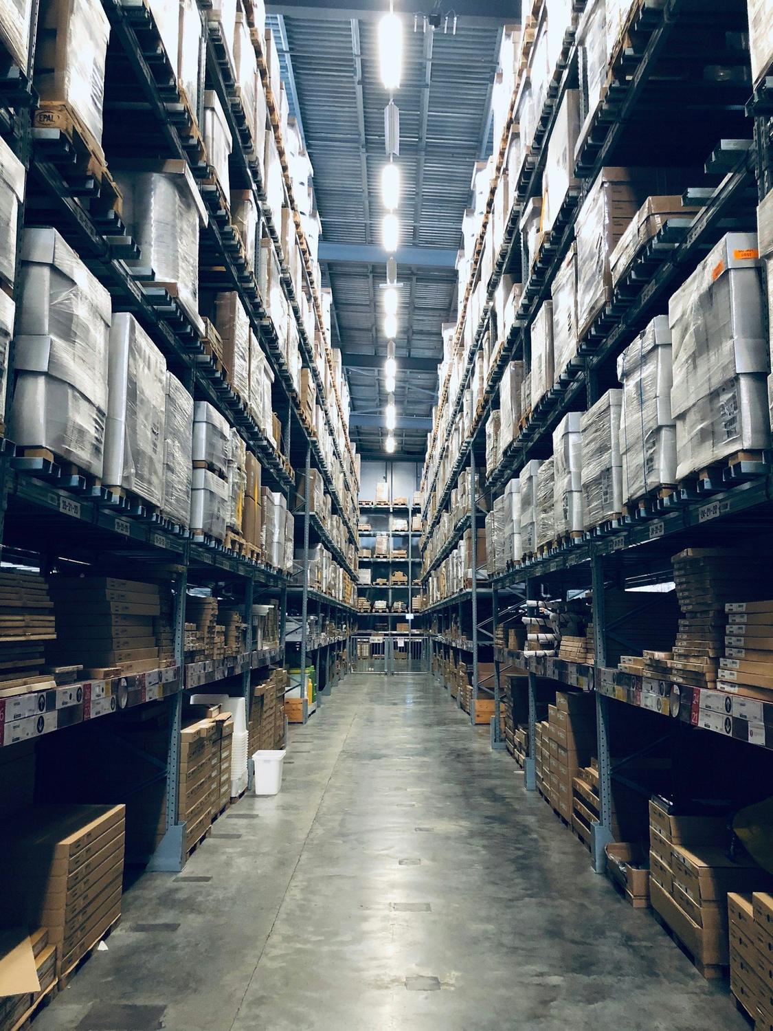 Technician checking inventory stock